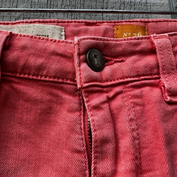 Pilcro and the Letterpress Coral Pink Denim Frayed Hem Bermuda Shorts Size 26 - Picture 2 of 11